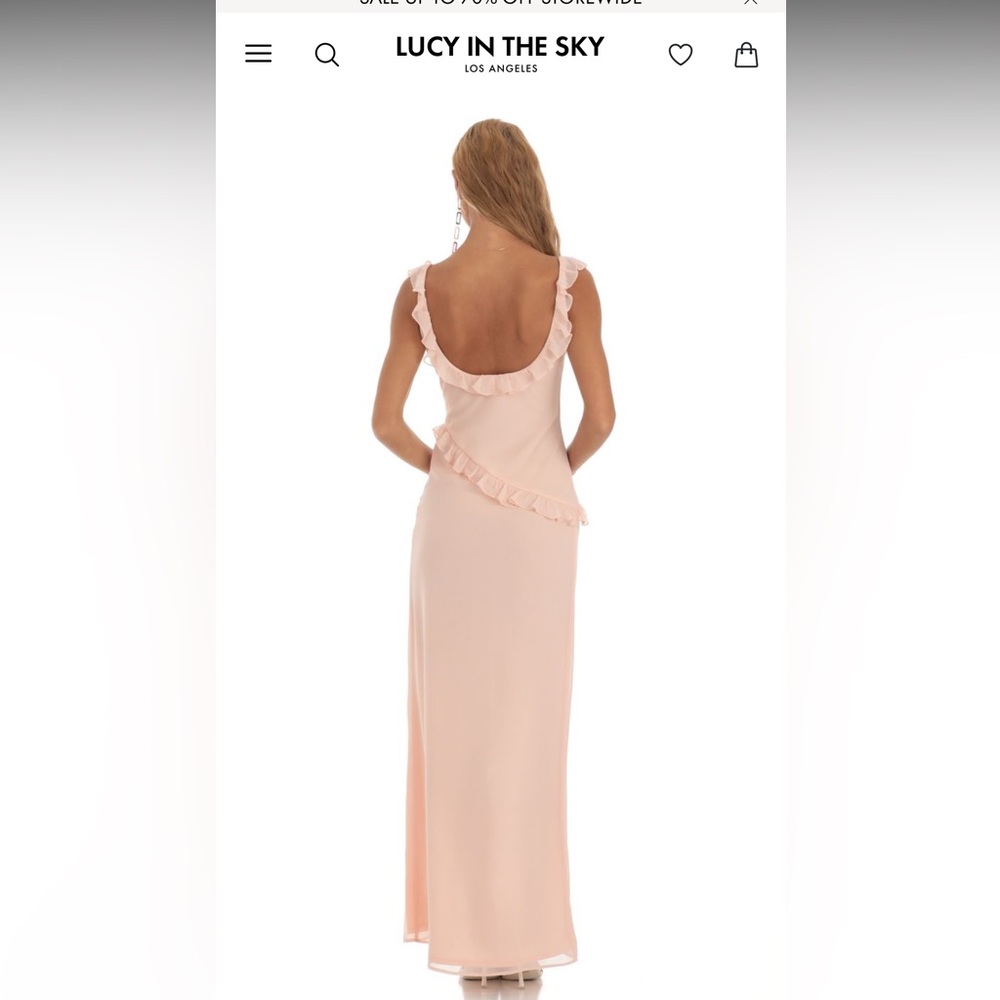 Kofi Chiffon Ruffle Dress in Peach - Lucy in the Sky